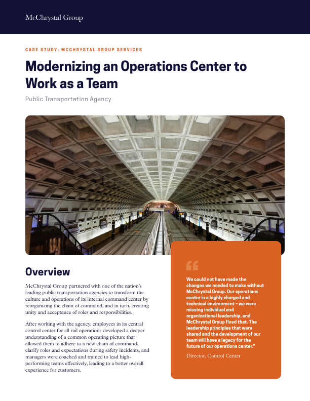 Cover for Modernizing an Operations Center to Work as a Team Case Study